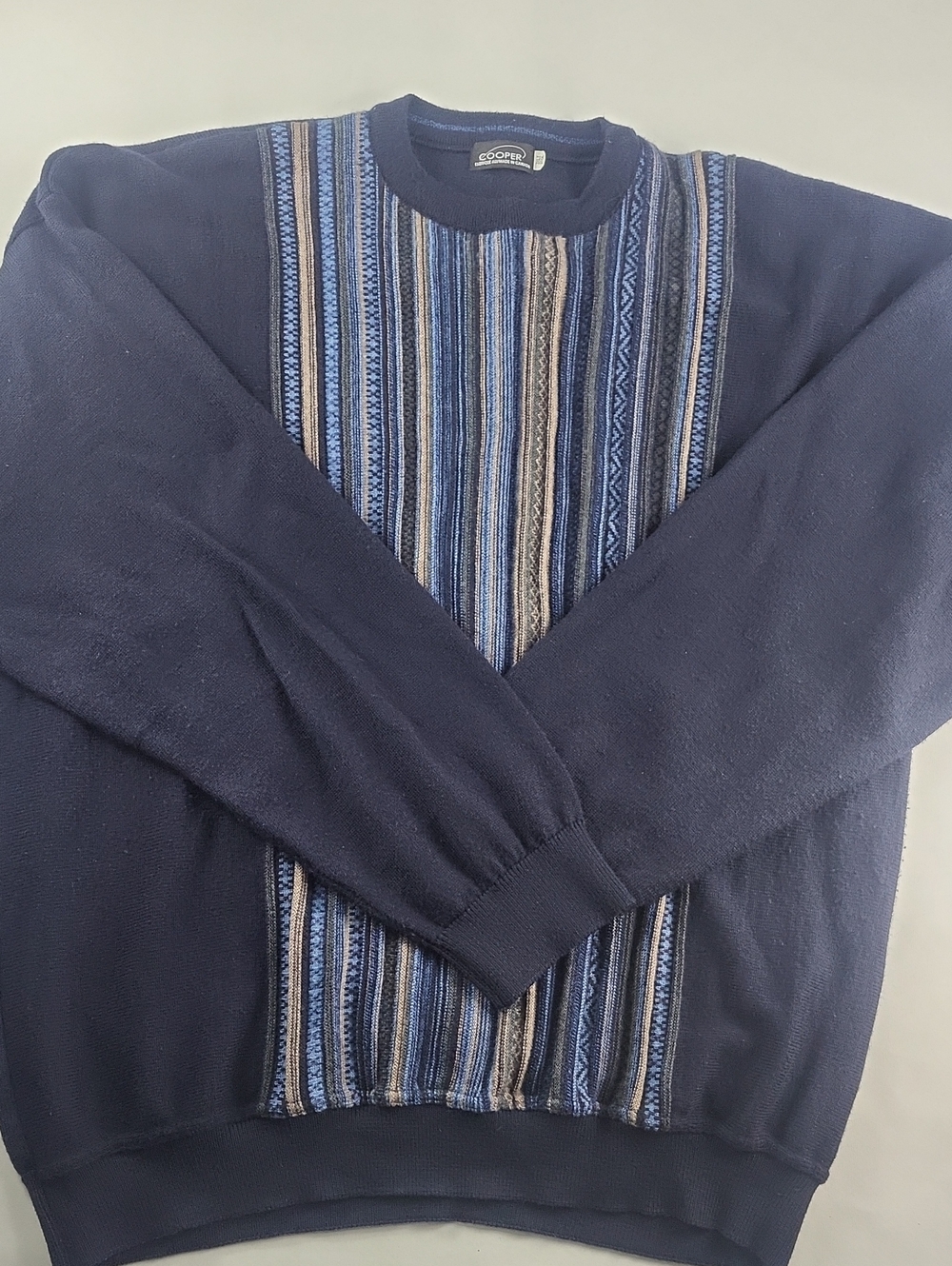 Navy Blue Striped Front Men’s Cosby Grandpa Sweater Size 3X